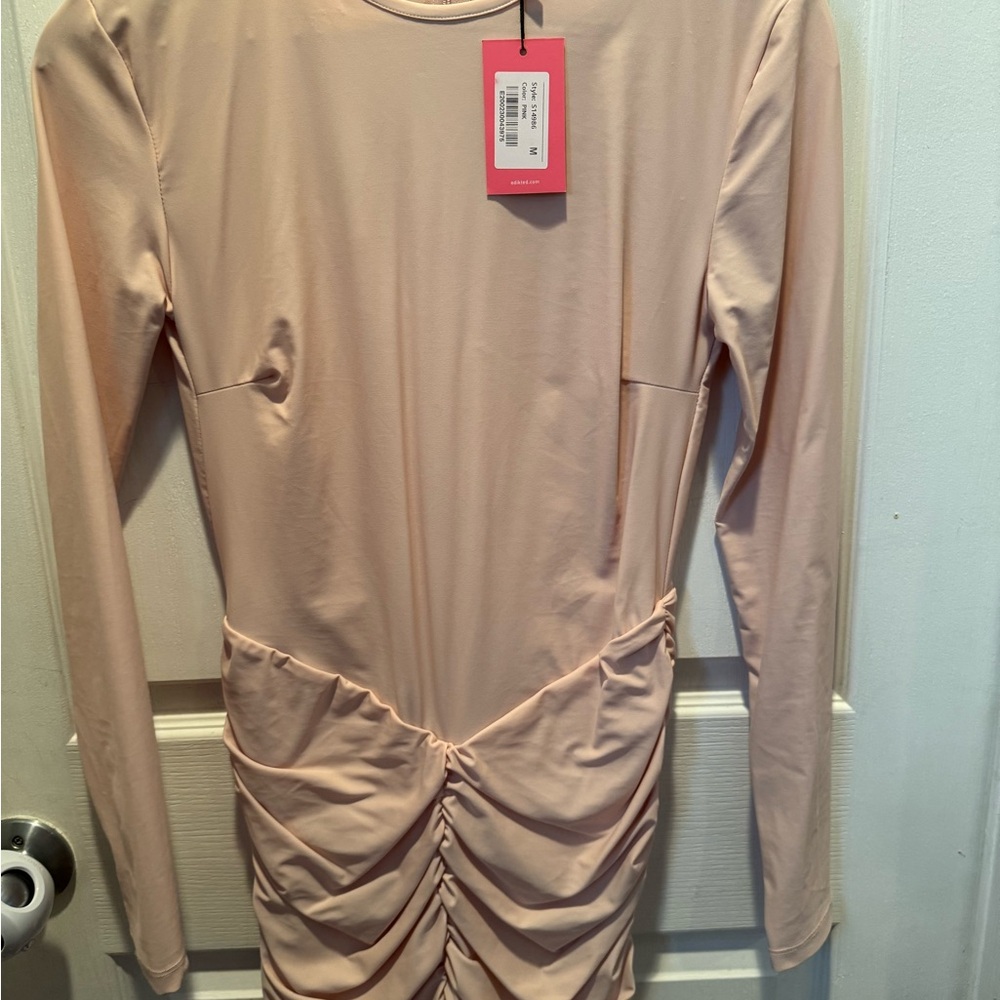 Elegant light pink Long Sleeve Dress